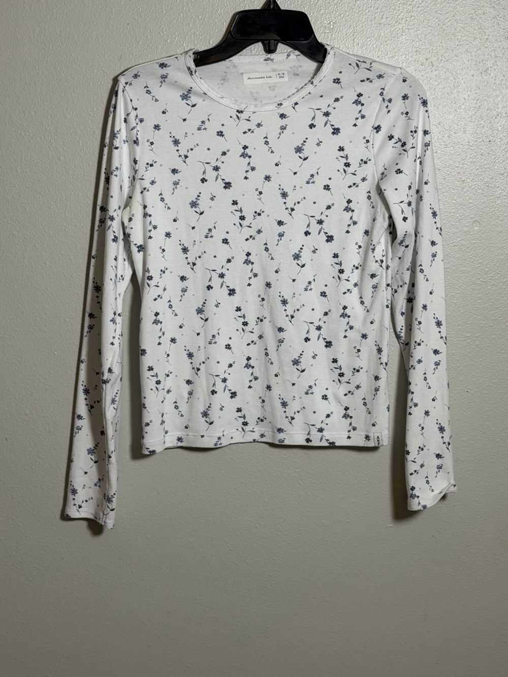 Abercrombie Kids Girl‎ White Long-Sleeve Floral Print Crewneck Top size 15/16